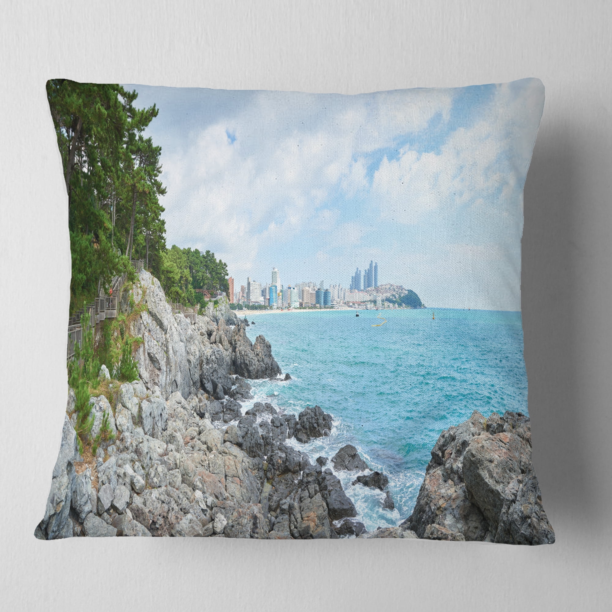 Designart Pathway along the Coast of Dogbane - Landscape Printed Throw Pillow - 18x18