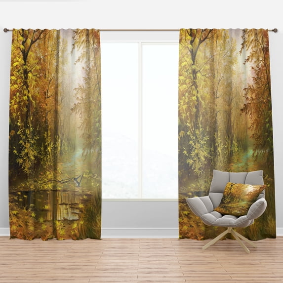 Designart 'Pathway in Beautiful Autumn Forest' Landscapes Curtain Panel