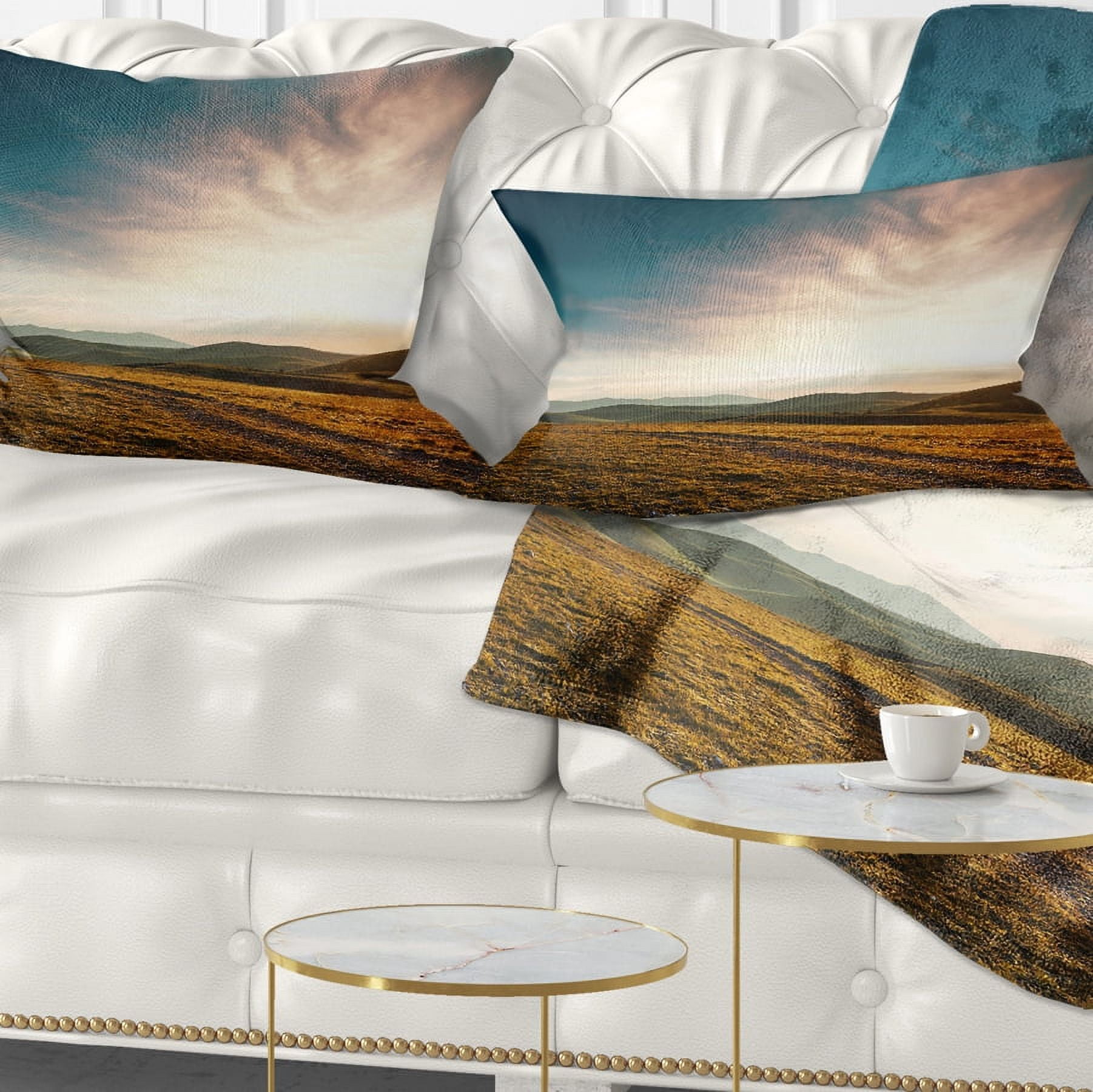 Designart Pathway over Mountains At Sunset - Landscape Printed Throw Pillow - 12x20