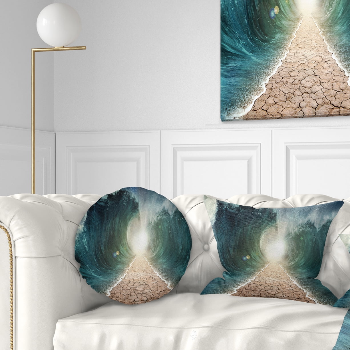 Designart Pathway through the Parted Seas - Seashore Throw Pillow - 12x20