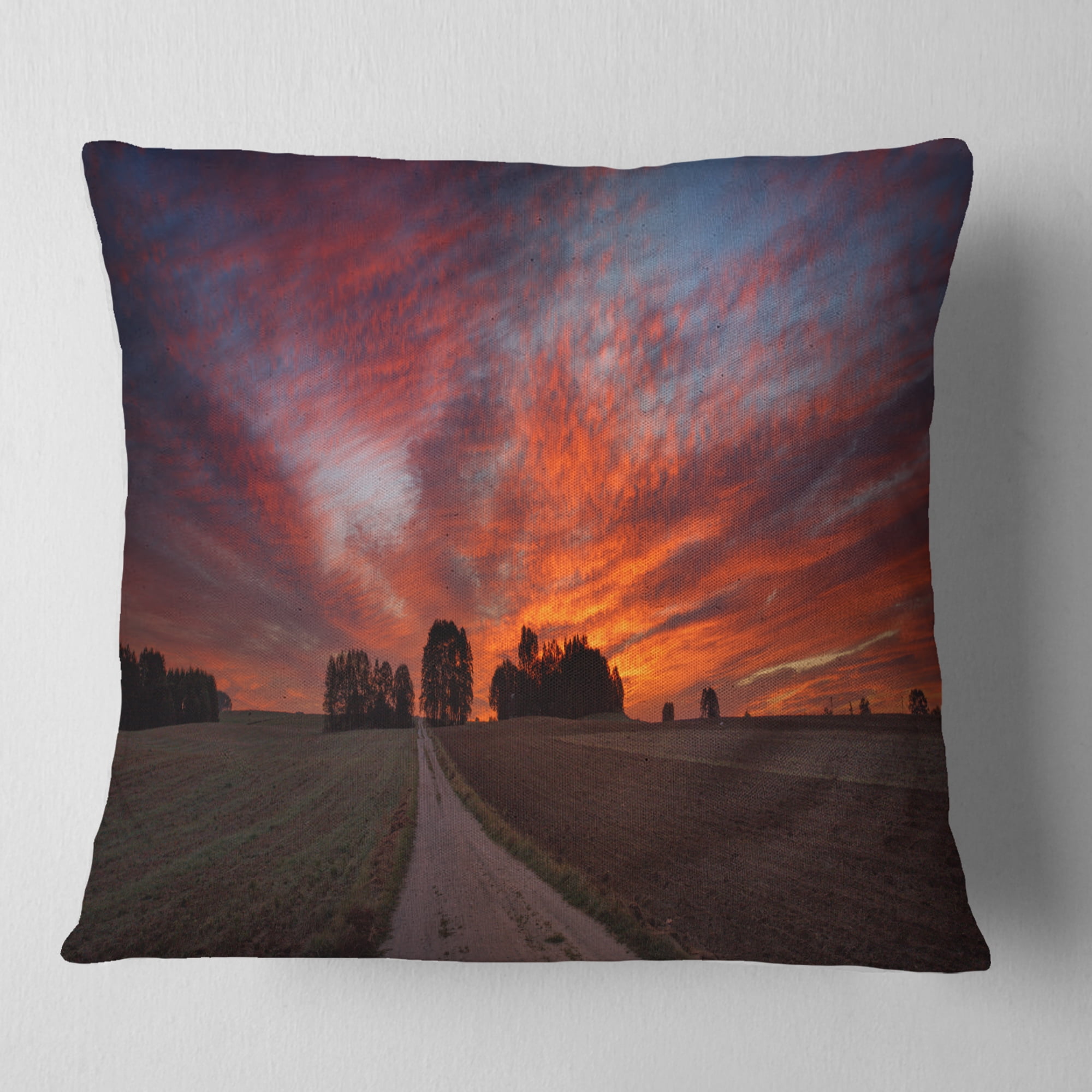 Designart Pathway to Fairy Autumn Sky - Landscape Printed Throw Pillow - 16x16
