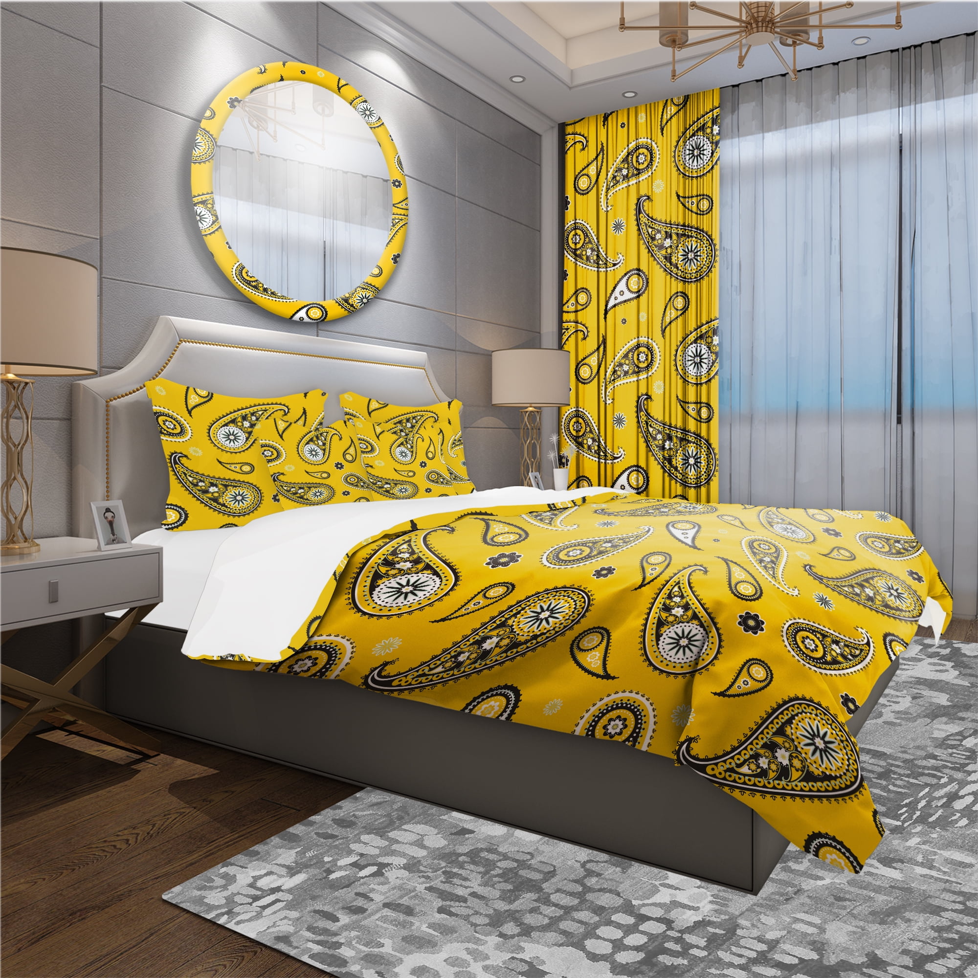 Designart 'Pattern Asian Elements Paisley' Vintage Duvet Cover Set