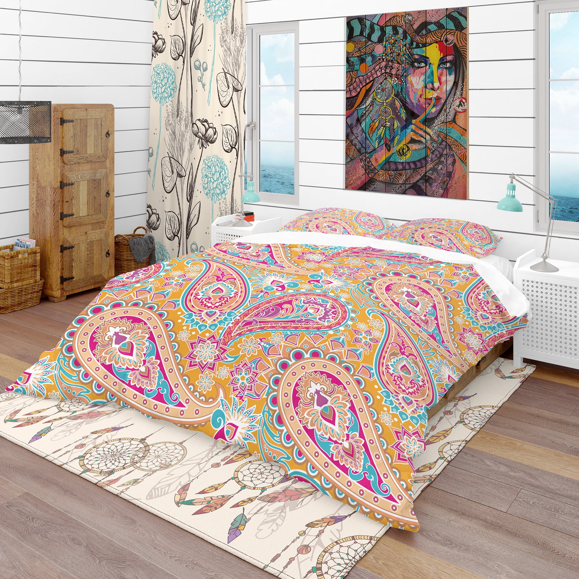 Designart 'Pattern Based on Paisley' Vintage Duvet Cover Set