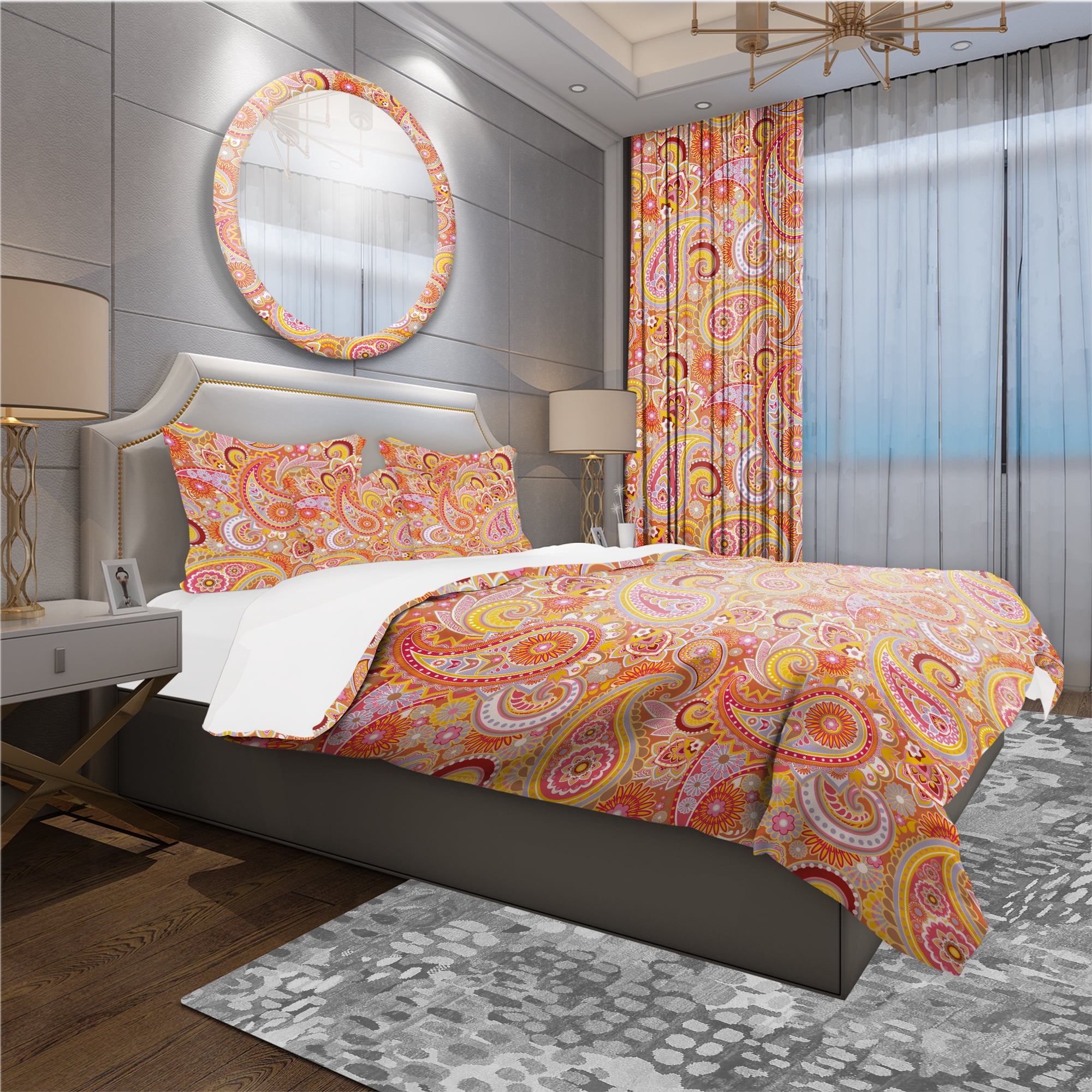 Designart 'Pattern Based on Traditional Asian Elements ' Mid-Century Modern Duvet Cover Set
