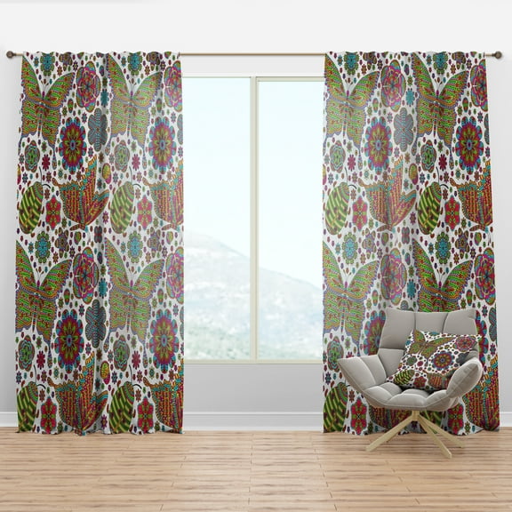 Designart 'Pattern Butterflies' Modern & Contemporary Curtain Panel