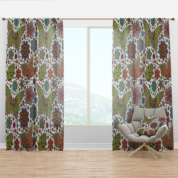 Designart 'Pattern Butterflies' Modern & Contemporary Curtain Panel