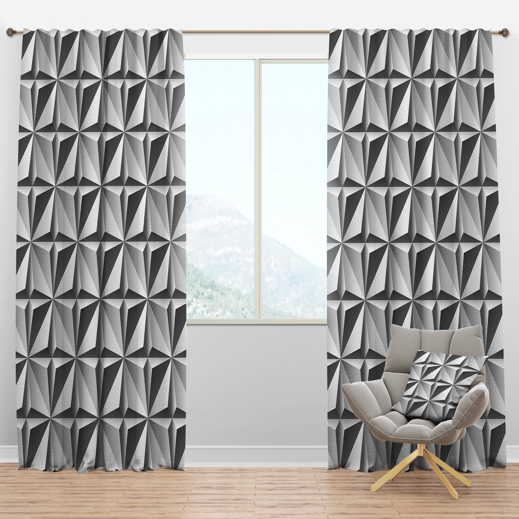 Designart 'Pattern Engraved' Modern & Contemporary Blackout Curtain Panel