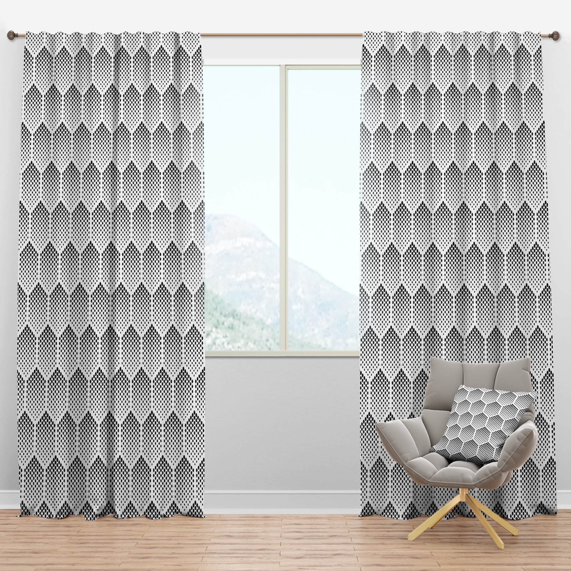 Designart 'Pattern Halftone' Modern Blackout Curtain Panel