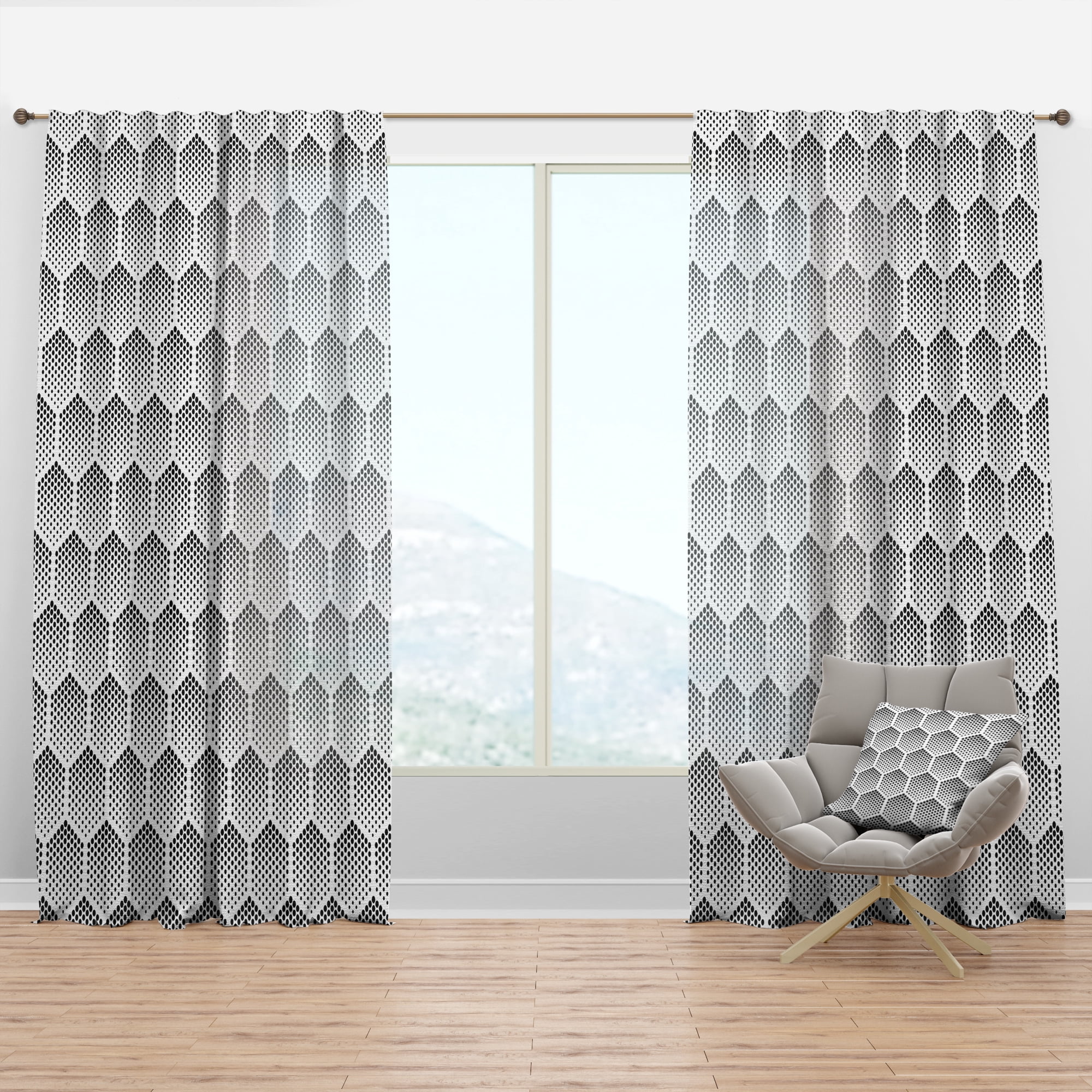 Designart 'Pattern Halftone' Modern Curtain Panel