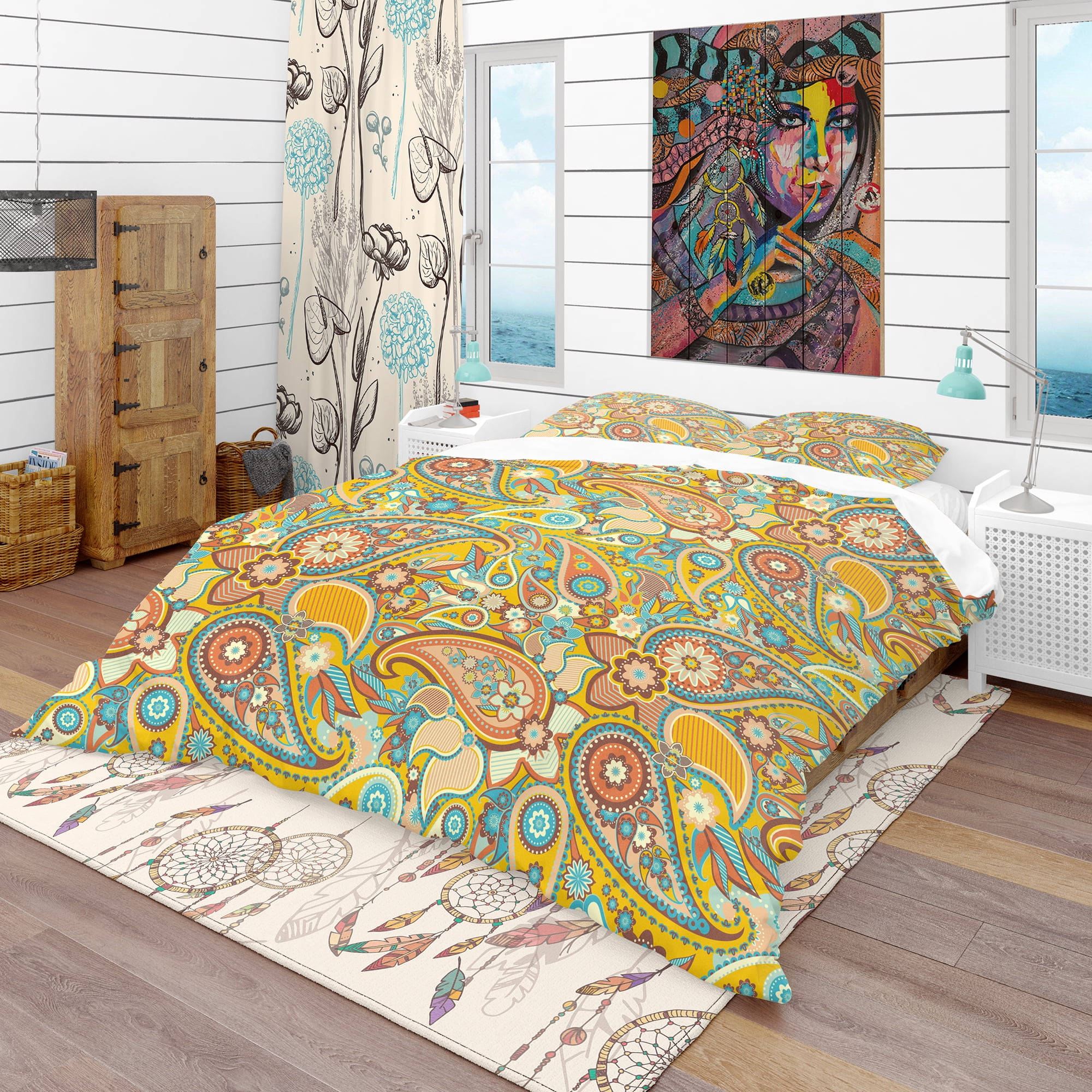 Designart 'Pattern Paisley' Vintage Duvet Cover Set
