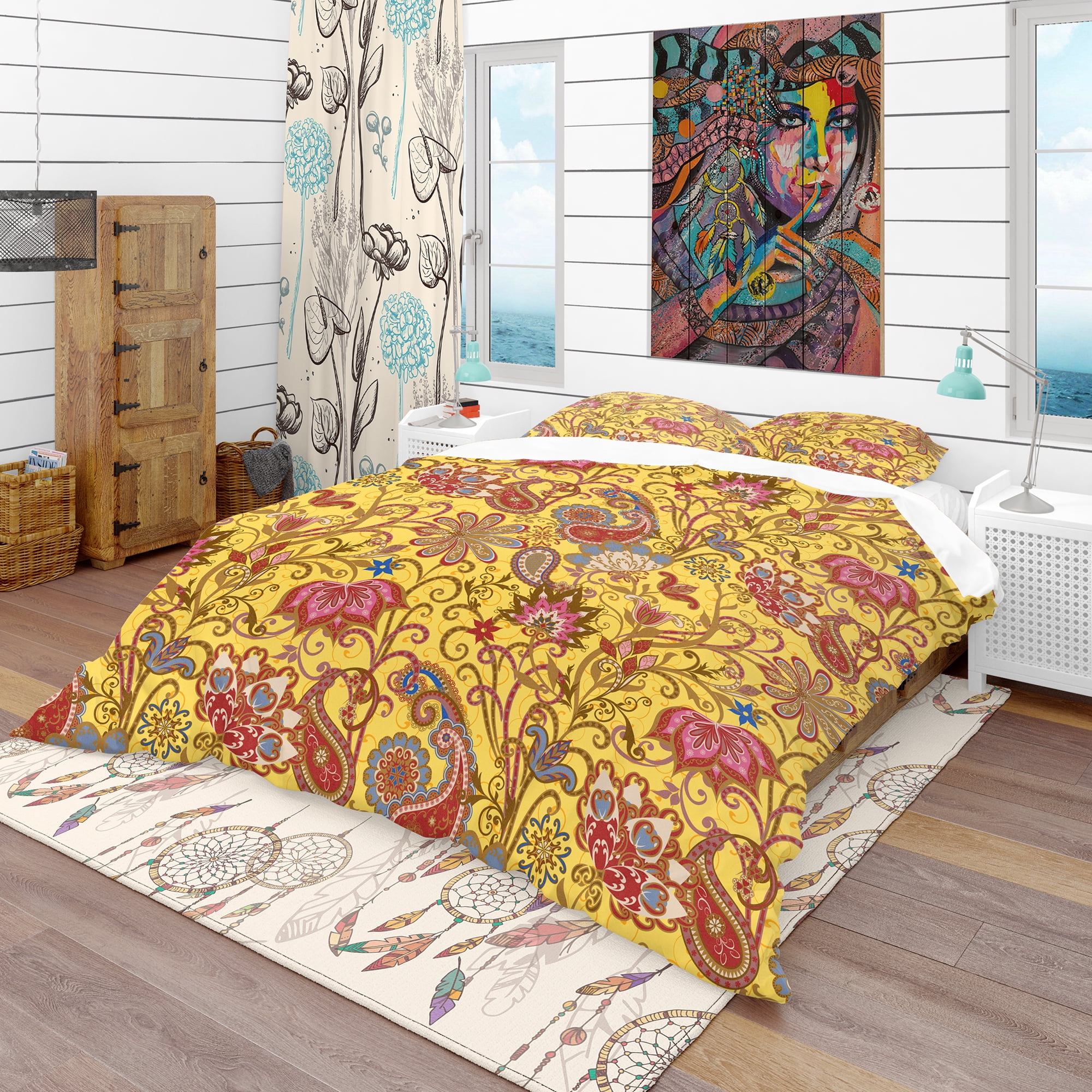 Designart 'Pattern in Ethnic Traditional Style' Bohemian & Eclectic Duvet Cover Set