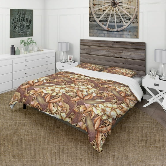 Designart 'Pattern with Exotic Flowers' Tropical Duvet Cover Set