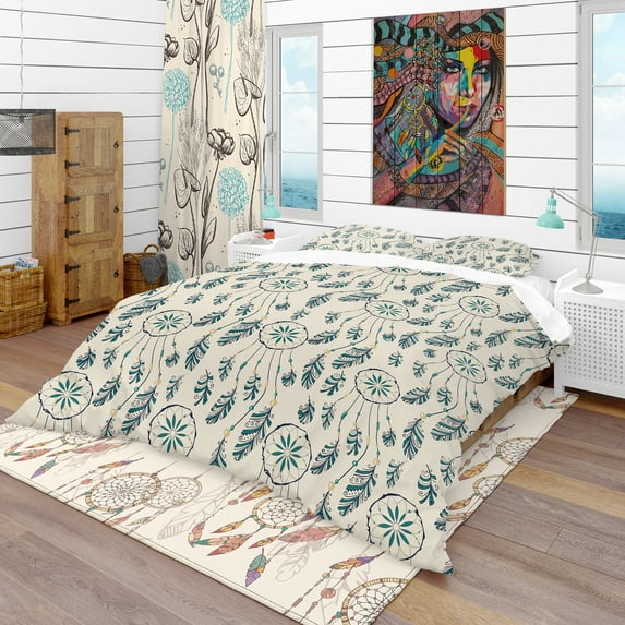 Designart 'Pattern with Indian-American Dream Catcher' Southwestern Duvet Cover Set