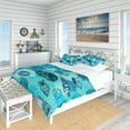 thumbnail image 1 of Designart 'Pattern with Line Drawing Shells' Nautical & Coastal Duvet Cover Set, 1 of 4