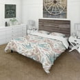 thumbnail image 1 of Designart 'Pattern with Swallow Birds & Flowers' Country Duvet Cover Set, 1 of 4