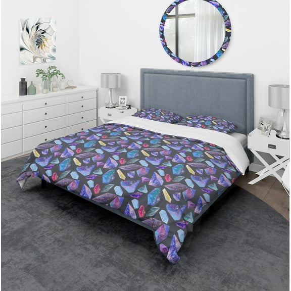 Designart 'Pattern with Watercolor Crystals with Star Sky' Modern & Contemporary Duvet Cover Set