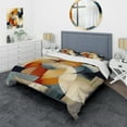 thumbnail image 1 of Designart "Patterned Abstractions I" Modern Geometric Bedding Covert Set - Abstract Geometric Orange Abstract Bed Set With 2 Shams, 1 of 6