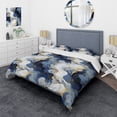 thumbnail image 1 of Designart "Patterned Celestial Elegance in Gold and Blue Marble III" Marble Bedding Covert Set - Glam Bed Set With 2 Shams, 1 of 5