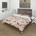 thumbnail image 1 of Designart 'Patterned Christmas Deers' Animals Duvet Cover Set, 1 of 4