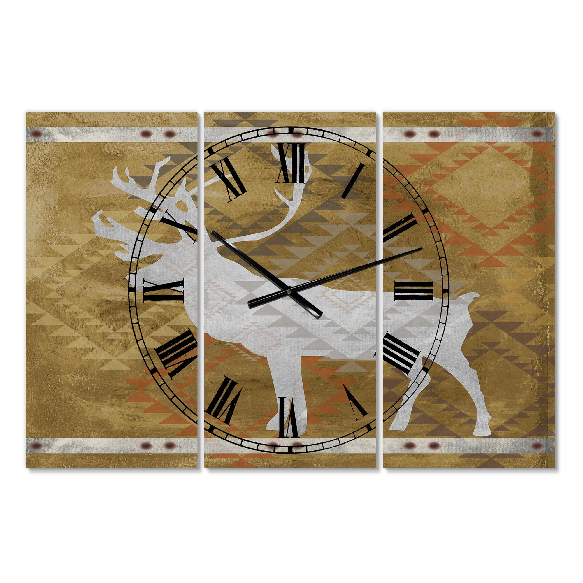 Designart 'Patterned Walking White Moose' Large Traditional Wall Clock