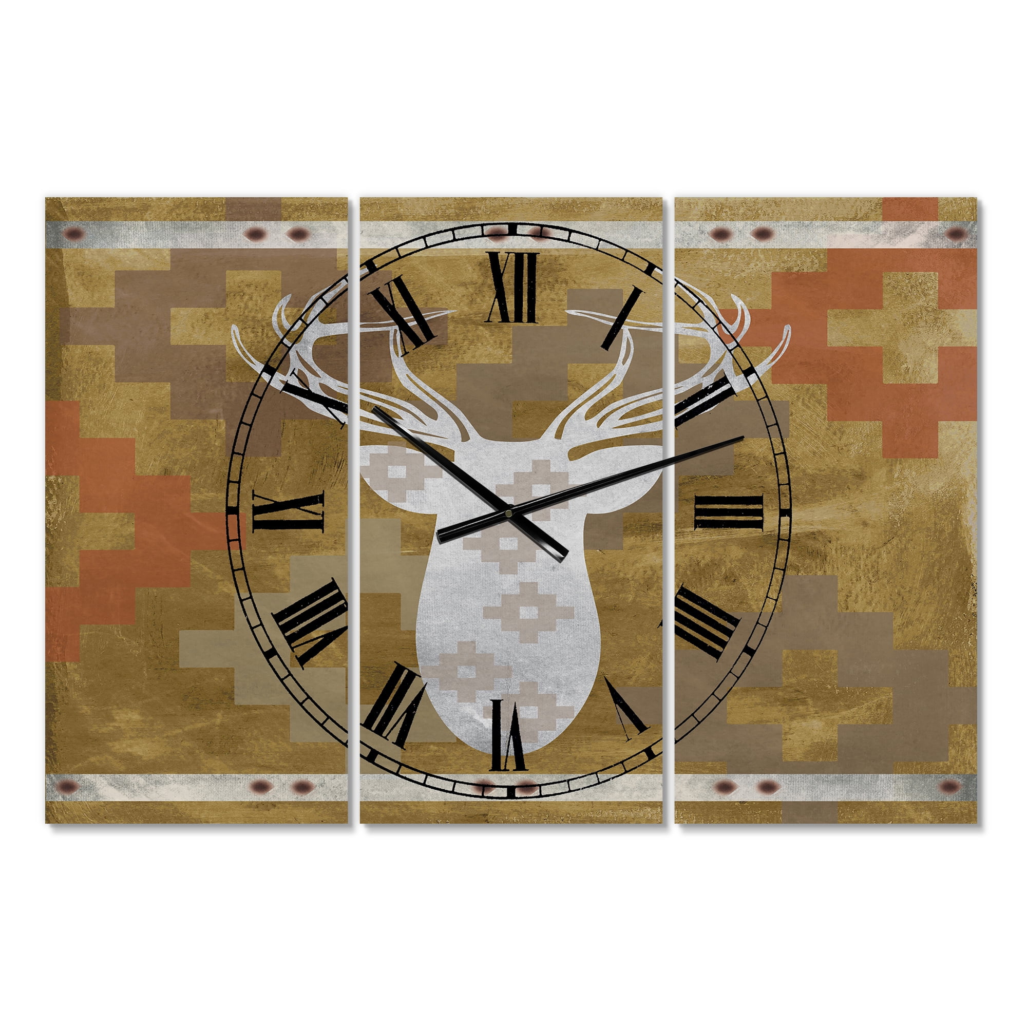 Designart 'Patterned White Deer Head' Oversized Traditional Wall Clock
