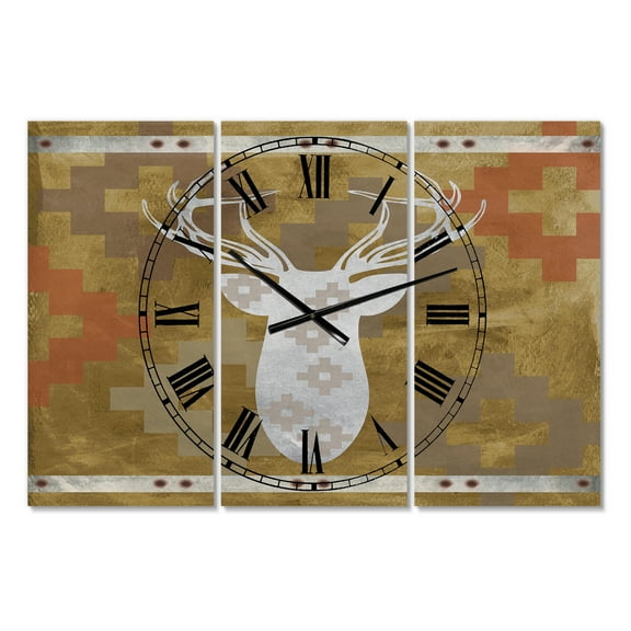 Designart 'Patterned White Deer Head' Oversized Traditional Wall Clock