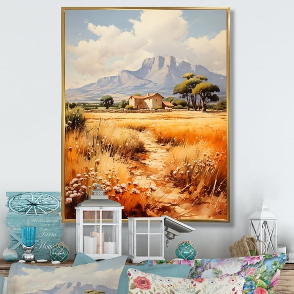 Designart "Paul Cézannes Series Mont Sainte-Victoire II" Cottage Floater Framed Wall Decor
