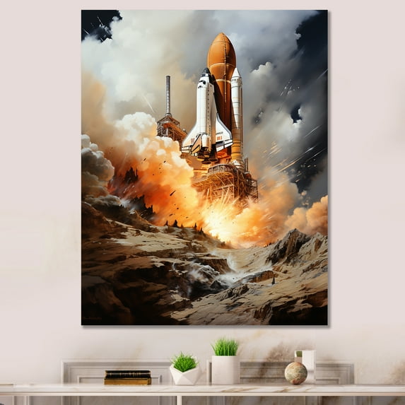 Designart "Payload Deployment in Space Shuttle II" Space Shuttle Canvas Print