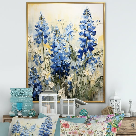 Designart "Peaceful Blue Bonnets VII" Blue Bonnets Floater Framed Canvas Prints