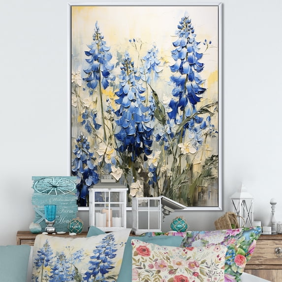 Designart "Peaceful Blue Bonnets VII" Blue Bonnets Floater Framed Canvas Prints