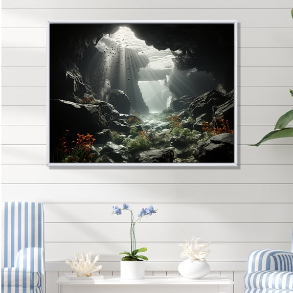 Designart "Peaceful Coral Reef" Coastal Coral Under Water Floater Framed Canvas Prints