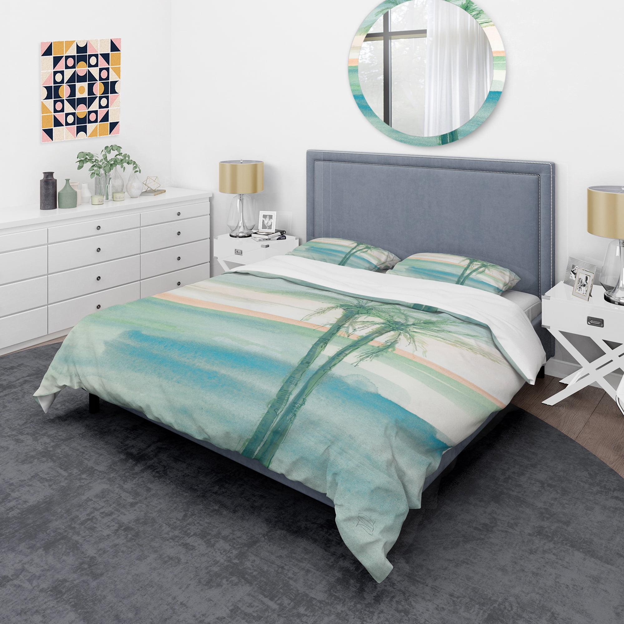 Designart 'Peaceful Dusk II Tropical' Coastal Duvet Cover Set