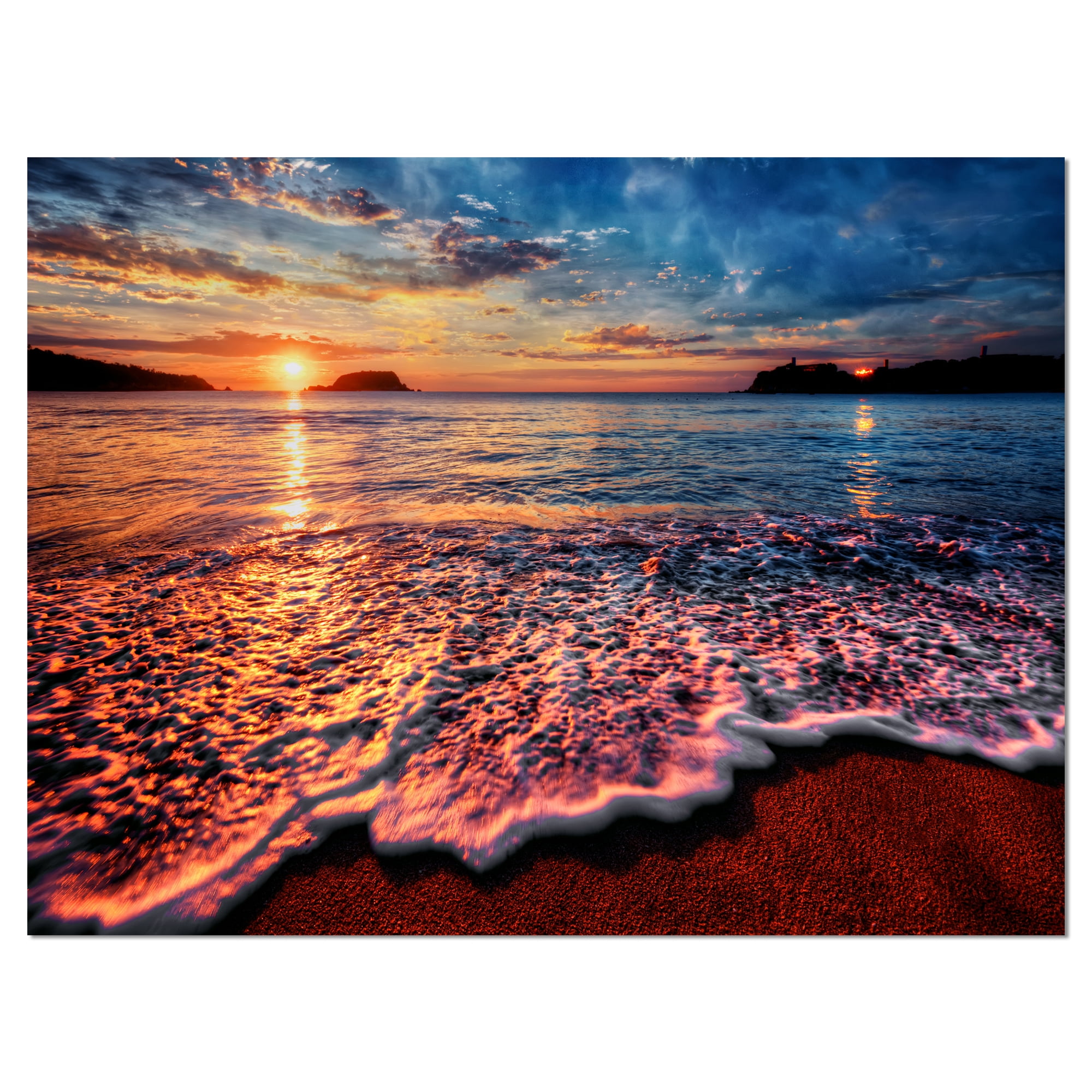 Designart 'Peaceful Evening Beach View ' Seascape Canvas Art Print