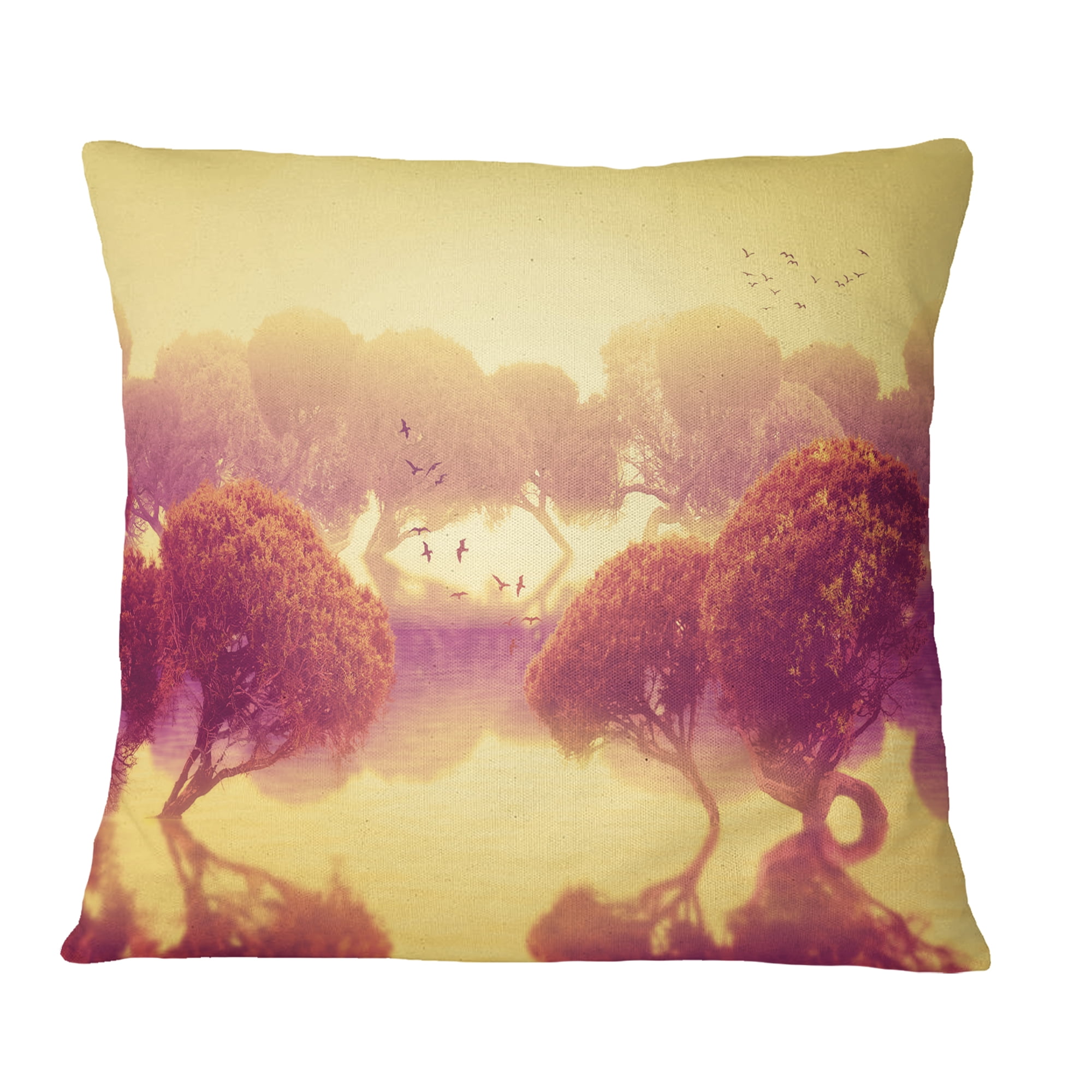 Designart Peaceful Japanese Gardens - Landscape Printed Throw Pillow - 16x16