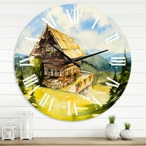 Designart 'Peaceful Landscape With Old Cottage At Summer' Traditional Wall Clock