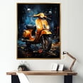 thumbnail image 1 of Designart "Peaceful Night Scooter Ride" Scooter Floater Framed Canvas Prints, 1 of 1