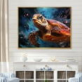 thumbnail image 1 of Designart "Peaceful Underwater Turtle Scene I" Animals Turtle Floater Framed Canvas Wall Art, 1 of 5