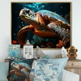 thumbnail image 1 of Designart "Peaceful Underwater Turtle Scene II" Animals Turtle Floater Framed Canvas Prints, 1 of 5