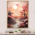 thumbnail image 1 of Designart "Peach Castle On The Puffy Skyline" Abstract Landscape Floater Framed Wall Decor, 1 of 5