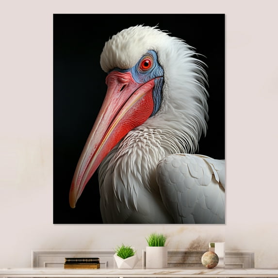 Designart "Peach Ivory Creature Seabird Image" Pelican Metal Wall Art Prints