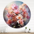 thumbnail image 1 of Designart "Peach Orchids love expression II" Floral Oversized Wall Clock, 1 of 5