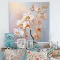 thumbnail image 1 of Designart "Peach Orchids love expression III" Floral Floater Framed Wall Decor, 1 of 7