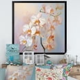 thumbnail image 1 of Designart "Peach Orchids love expression III" Floral Floater Framed Wall Decor, 1 of 7