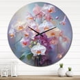 thumbnail image 1 of Designart "Peach Orchids love expression V" Floral Oversized Wall Clock, 1 of 5