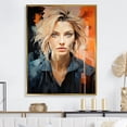 thumbnail image 1 of Designart "Peach Pfeiffer In Pop Art Portrait I" Woman Pop Art Floater Framed Wall Art Living Room, 1 of 5