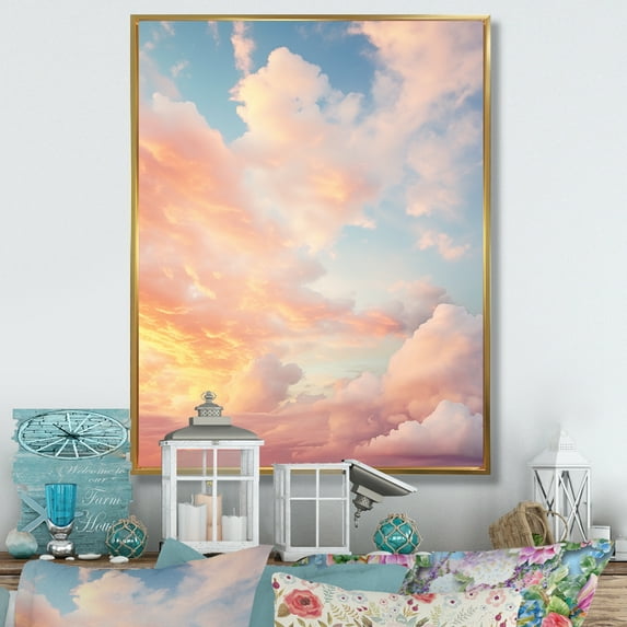 Designart "Peach Sky Photo Astral Euphony II" Landscape & Nature Floater Framed Canvas Print