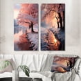 thumbnail image 1 of Designart "Peach Tree on a Frosty Winter Morning V" Winter Landscape Wall Art Set Of 2 - Peach Landscapes Wall Decor Set Of 2, 1 of 7