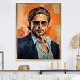 thumbnail image 1 of Designart "Peachy Pitt In Pop Art Portrait" Woman Pop Art Floater Framed Canvas Prints, 1 of 5