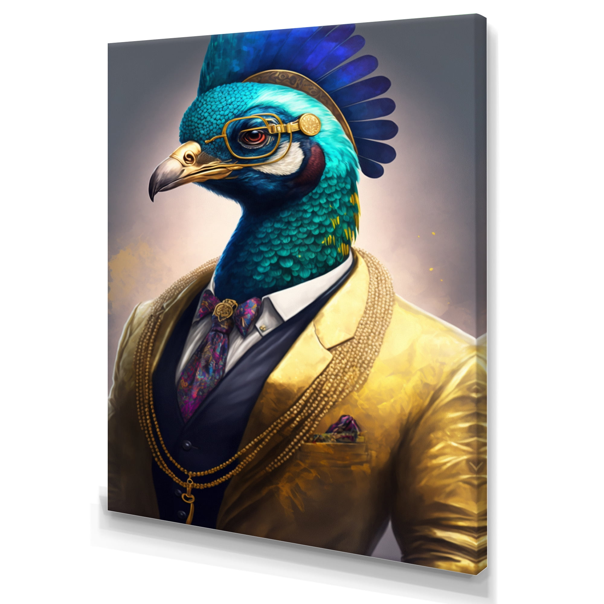 Designart Peacock Gangster In NYC I Canvas Wall Art
