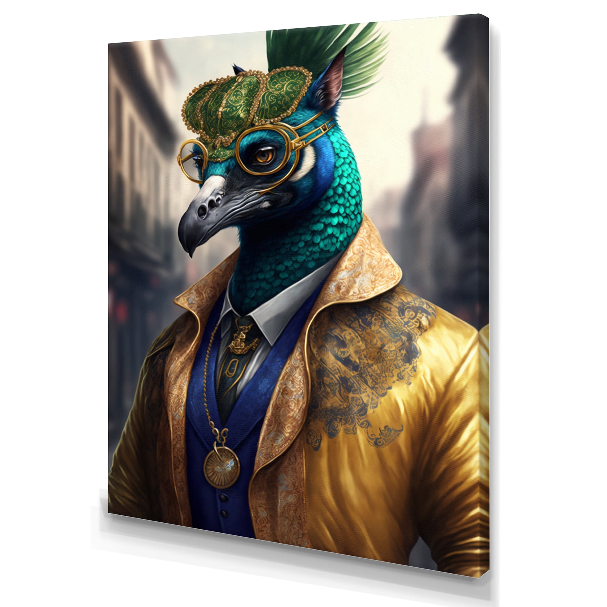 Designart Peacock Gangster In NYC III Canvas Wall Art